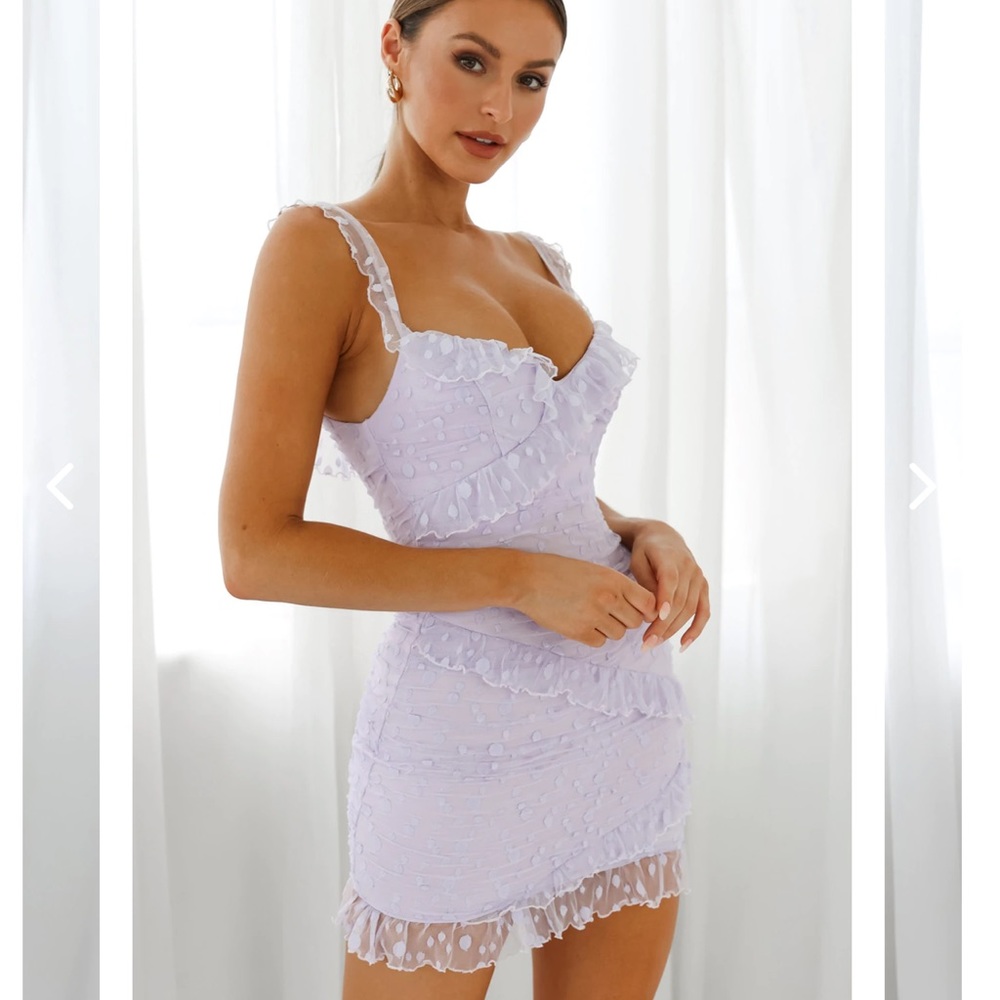 Lilac mesh polka dot dress